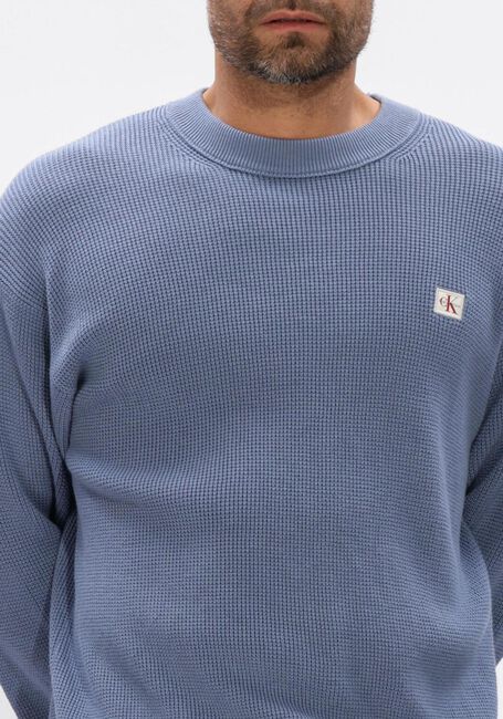 Blaue CALVIN KLEIN Pullover LS EZ COTTON WAFFLE CREWNK SWTR 9 - large