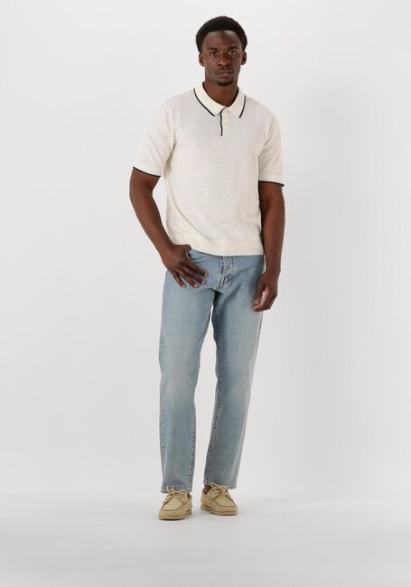 Weiße SELECTED HOMME Polo-Shirt SLHMATTIS SS KNIT SUN POLO - large