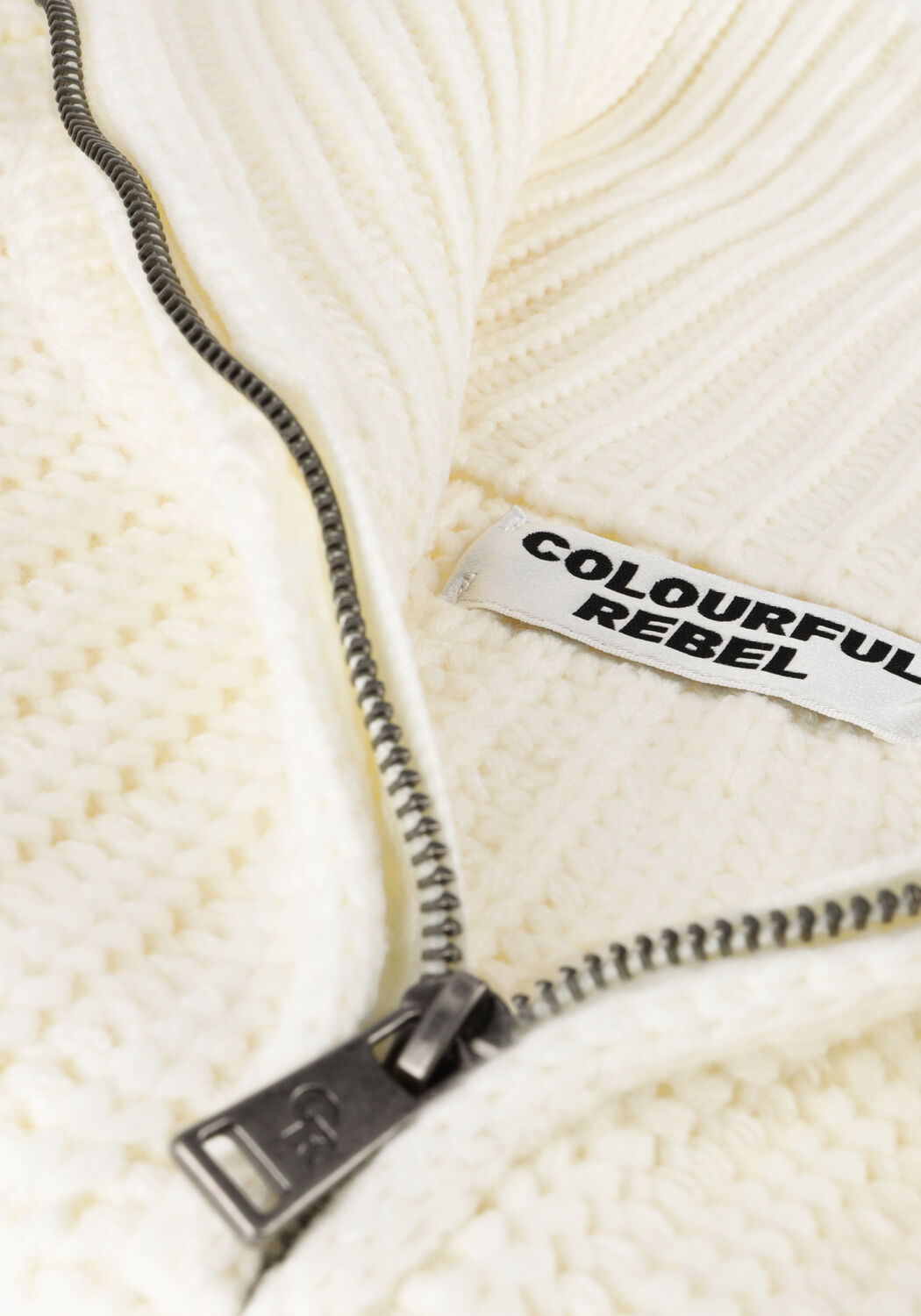 Wei&szlig;e COLOURFUL REBEL Pullover YFKE KNITWEAR ZIP PULLOVER - large