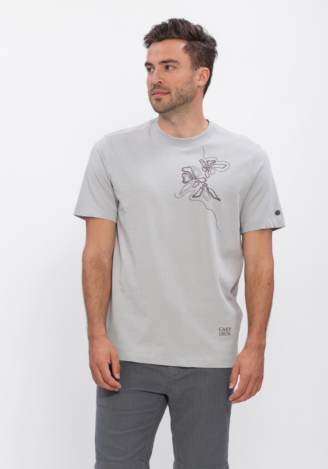 Hellgrau CAST IRON T-shirt SHORT SLEEVE R-NECK REGULAR FIT SINGLE JERSEY - large
