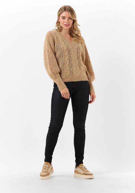 Camelfarbene MOS MOSH Pullover IMMA V-NECK KNIT - large