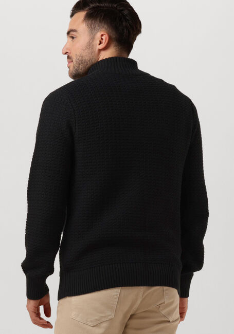 Schwarze SELECTED HOMME Pullover SLHTHIM LS KNIT STRUCTURE HALF ZIP - large