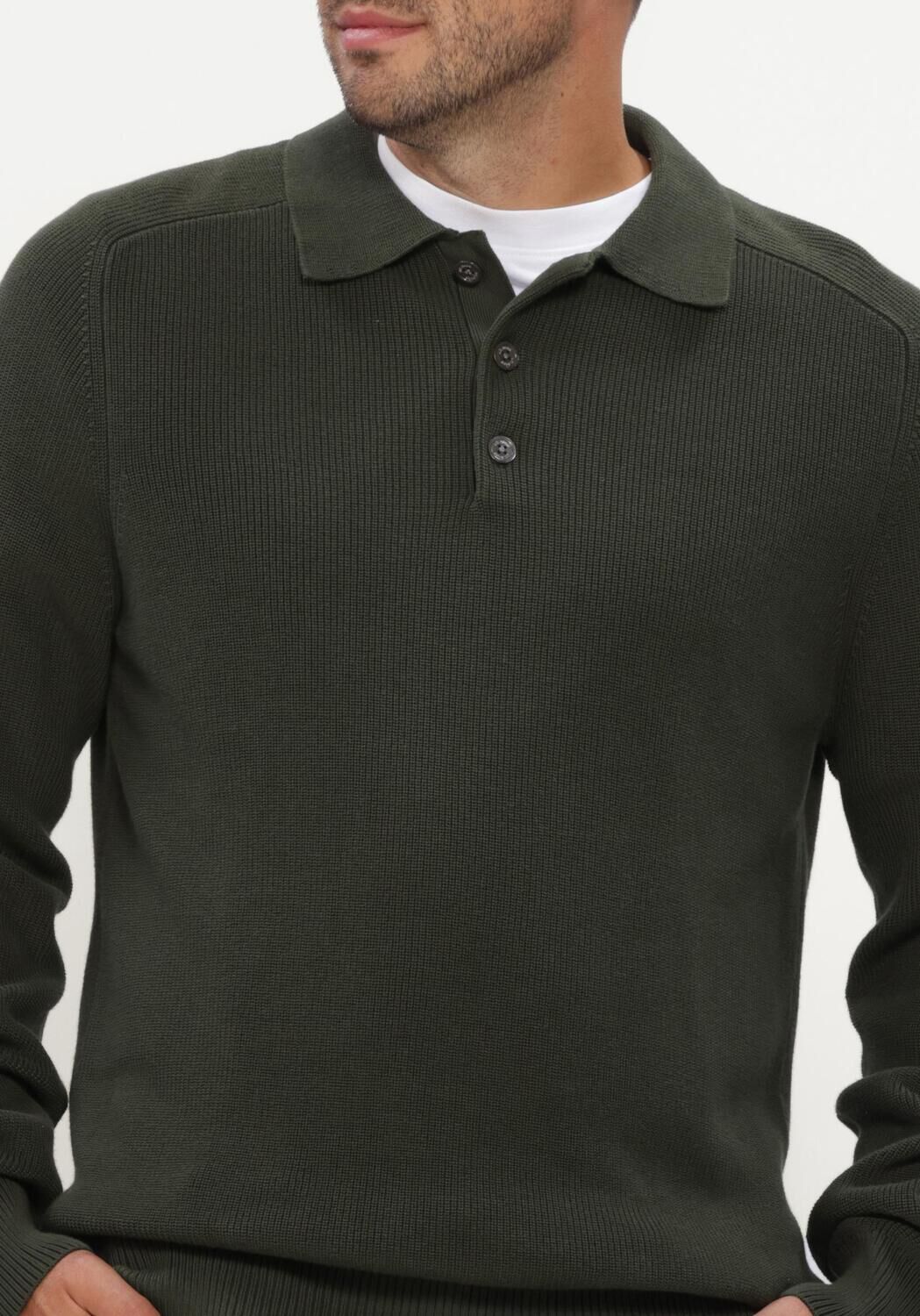 Dunkelgr&uuml;n JC RAGS Pullover POLO LONG SLEEVE EWALD - large