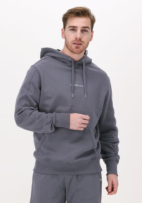 Graue CALVIN KLEIN Sweatshirt MONOGRAM LOGO HOODIE - large