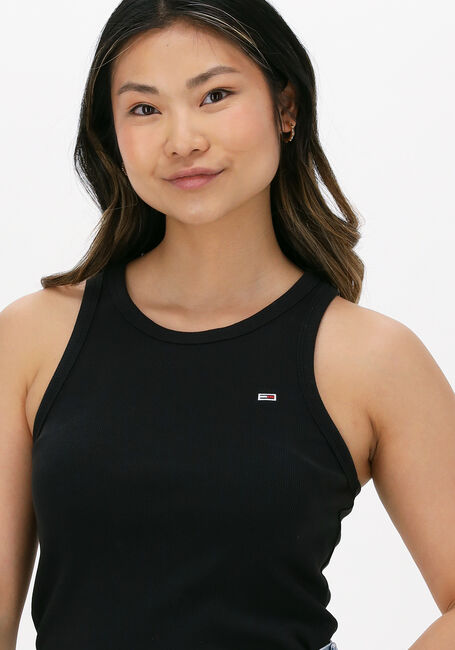 Schwarze TOMMY JEANS Top TJW FEMININE RIB TANK TOP - large