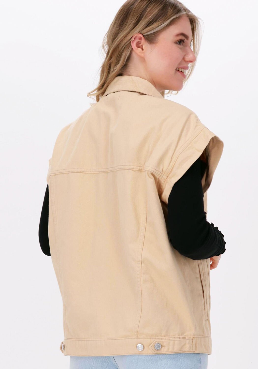 Tan denim vest store