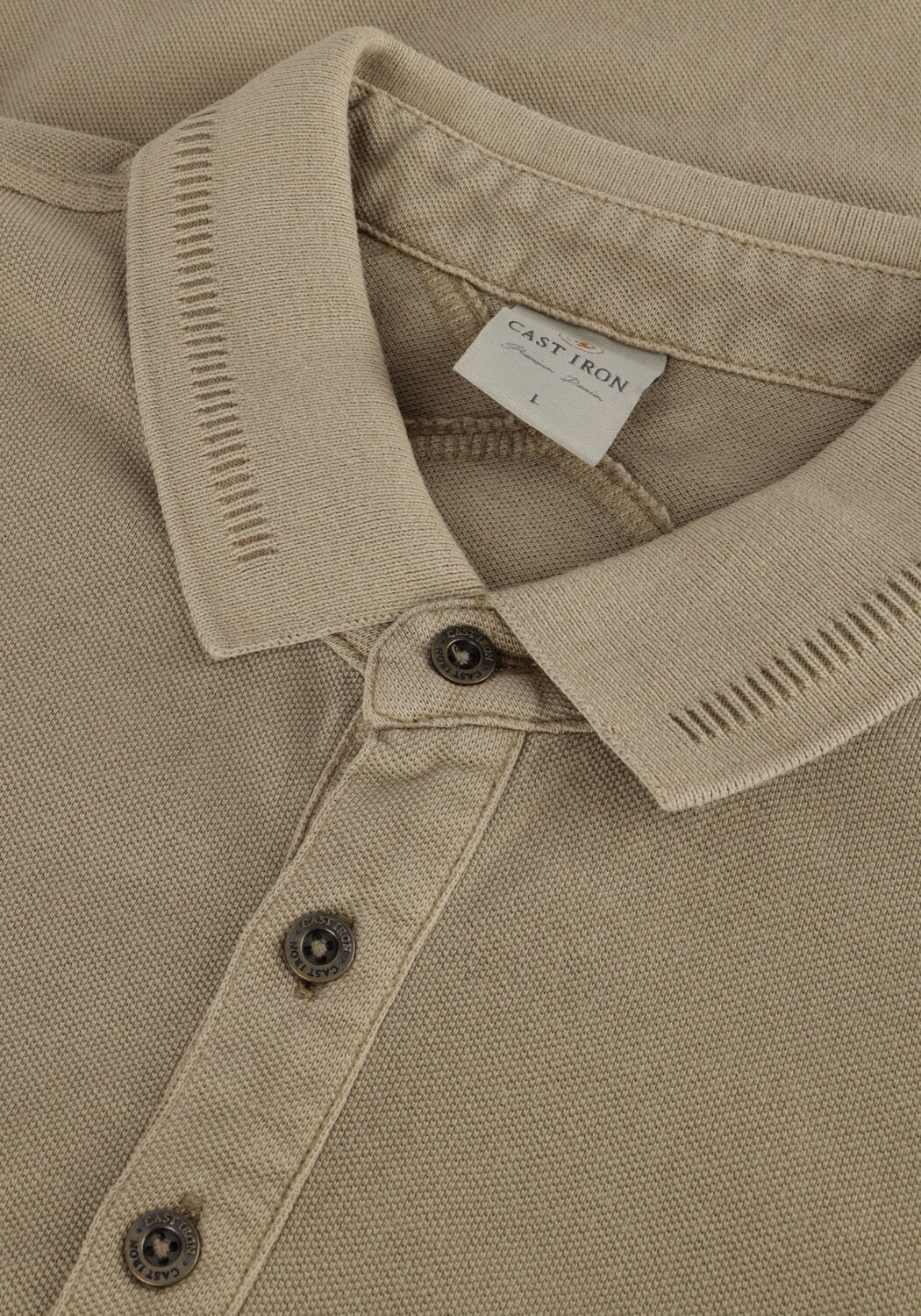 Beige CAST IRON Polo-Shirt SHORT SLEEVE POLO PIQUE GARMENT DYED - large