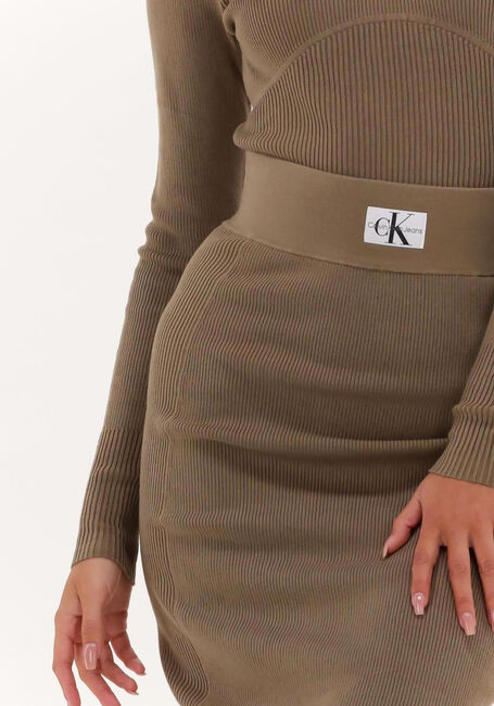 Khaki CALVIN KLEIN Minirock BADGE KNITTED SKIRT - large