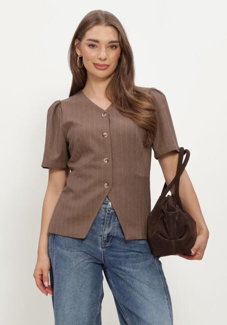 Braune NEO NOIR Blusen JULES PINSTRIPE BLOUSE - large
