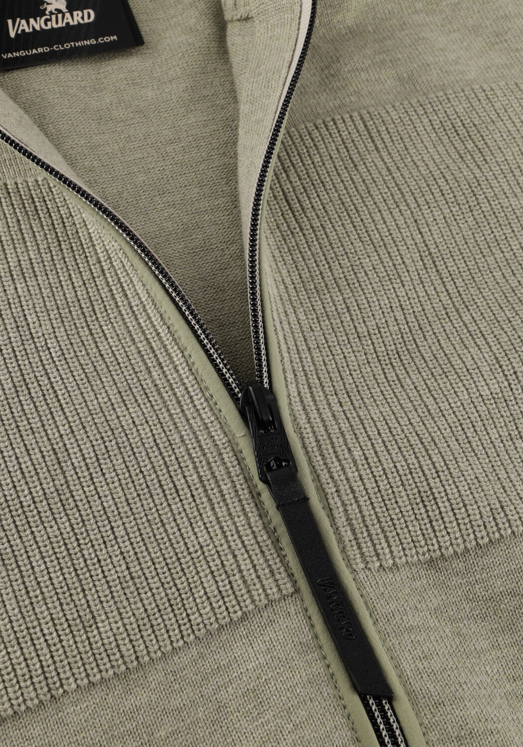 Gr&uuml;ne VANGUARD Strickjacke ZIP JACKET COTTON MELANGE - large