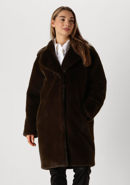 Braune STAND STUDIO Fake-Fur-Jack CAMILLE COCOON COAT - large