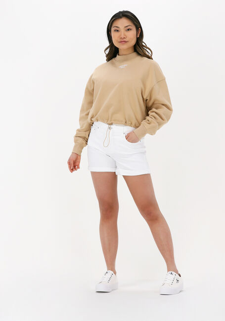 Sand CALVIN KLEIN Sweatshirt STACKED LOGO MOCKNECK SWEATSHIRT - large