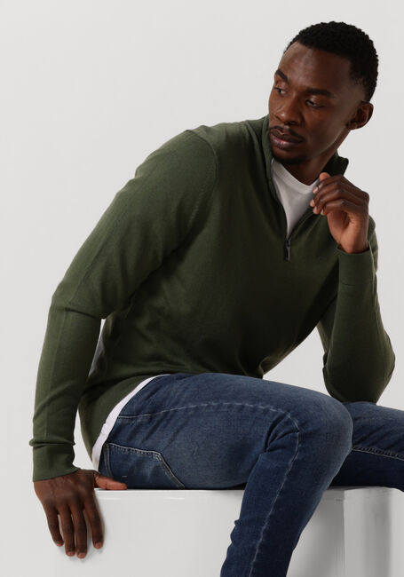 Dunkelgrün CALVIN KLEIN Pullover MERINO QUARTER ZIP - large