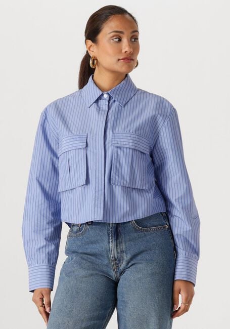 Blaue WITHBLACK Blusen WBLLEMON LS CROPPED SHIRT - large