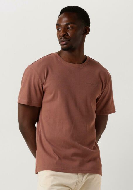 Cognacfarbene ANERKJENDT T-shirt AKKIKKI S/S WAFFLE TEE - large
