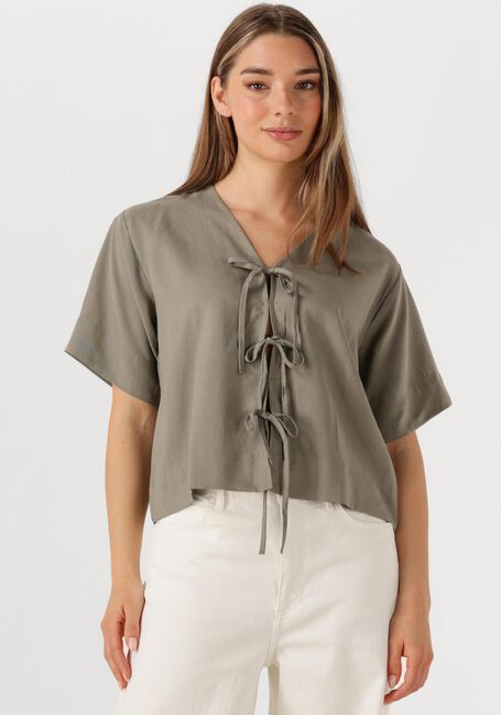 Grüne SELECTED FEMME Blusen SLFNATUK 2/4 BOXY TIE TOP - large