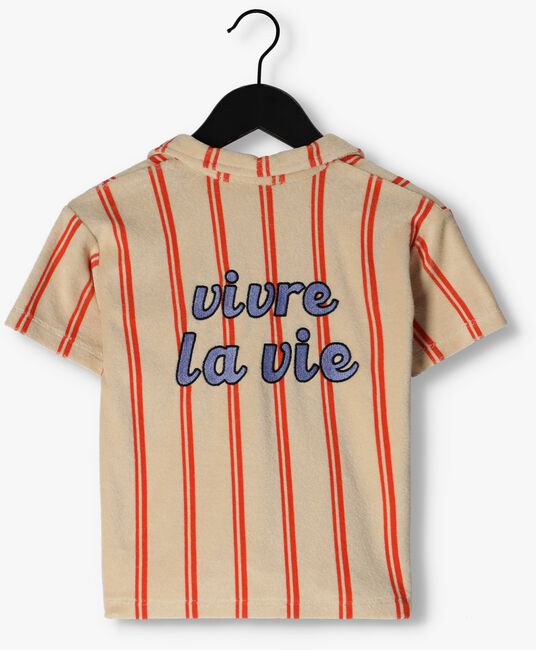 Orangene CARLIJNQ Polo-Shirt STRIPES FLAME - LOOSE POLO T-SHIRT WT EMBROIDERIES - large