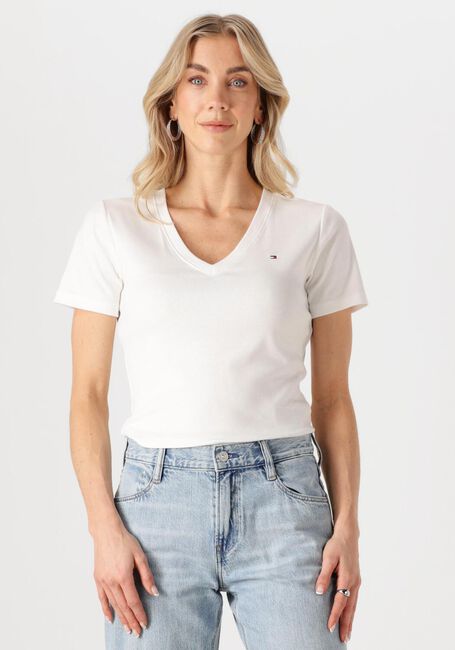 Weiße TOMMY HILFIGER T-shirt NEW SLIM CODY V-NK SS - large