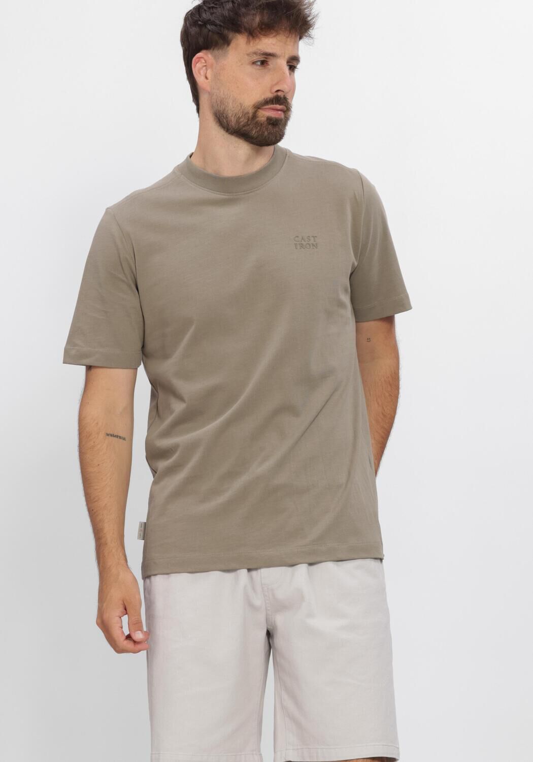 Taupe CAST IRON T-shirt SHORT SLEEVE R-NECK REGULAR FIT SINGLE JERSEY - large