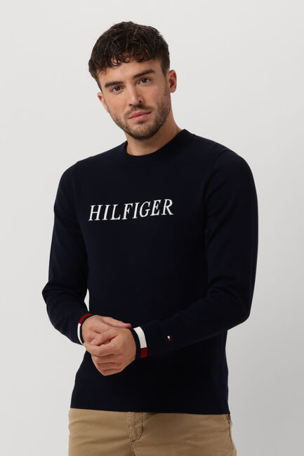 Dunkelblau TOMMY HILFIGER Pullover HILFIGER FLAG CUFF CREW NECK - large