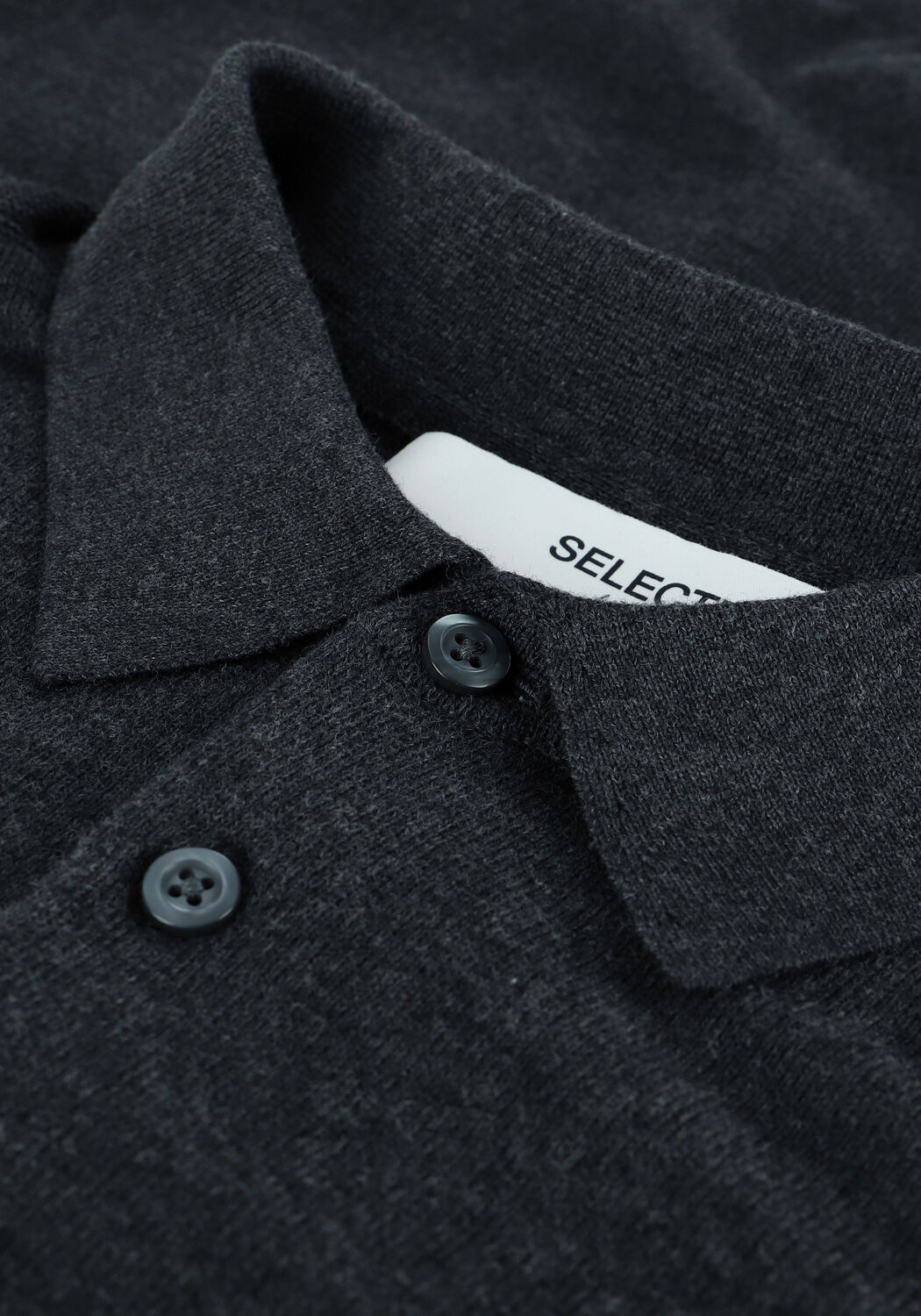 Graue SELECTED MEN Polo-Shirt SLHBERG LS KNIT POLO NECK B NO - large