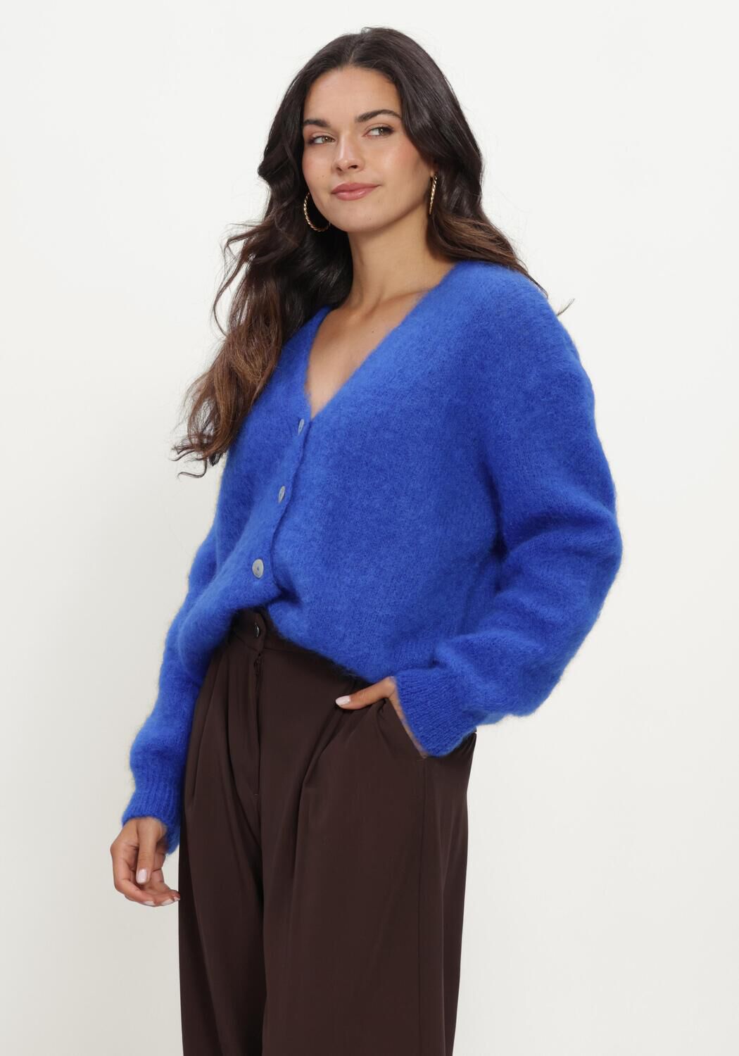 Blaue TWNS Pullover BUTTONED V-NECK LONG-SLEEVE CARDIGAN - large