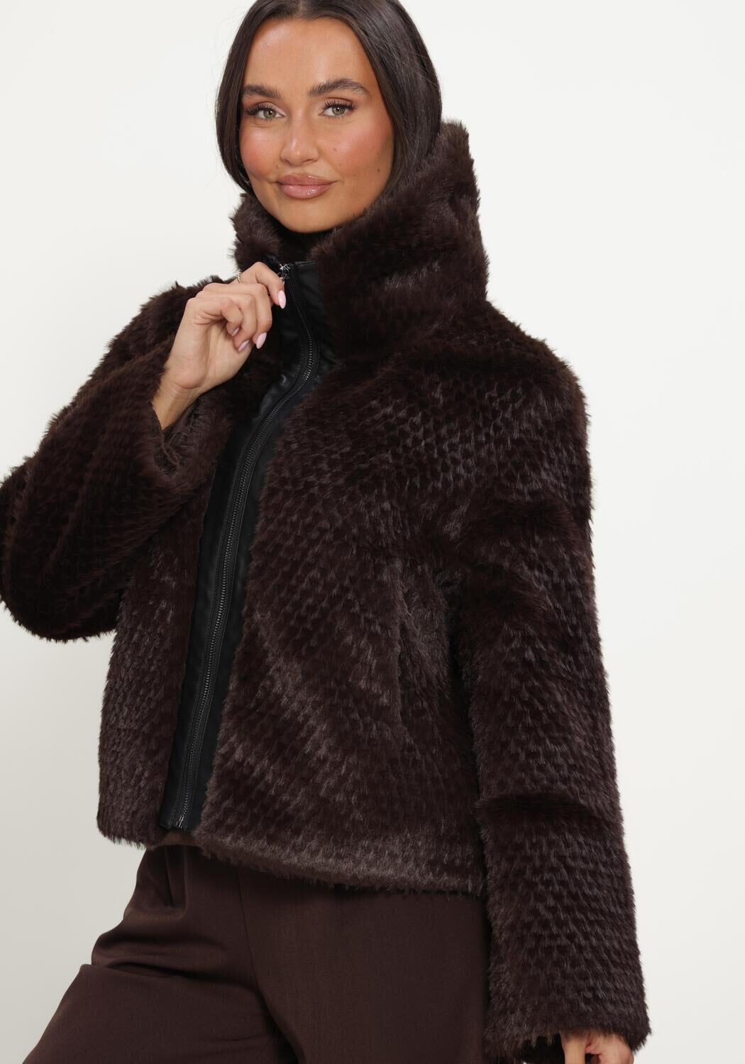 Braune SIMPLE Fake-Fur-Jack WV-PL-FAFU-26-3 - large