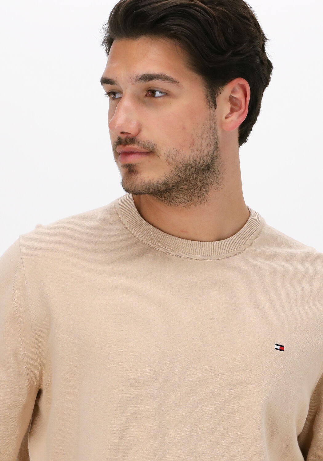 beige tommy hilfiger pullover 1985 crew neck sweater