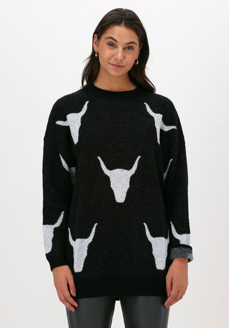 Schwarze ALIX THE LABEL Pullover BULL JAQUARD PULLOVER - large