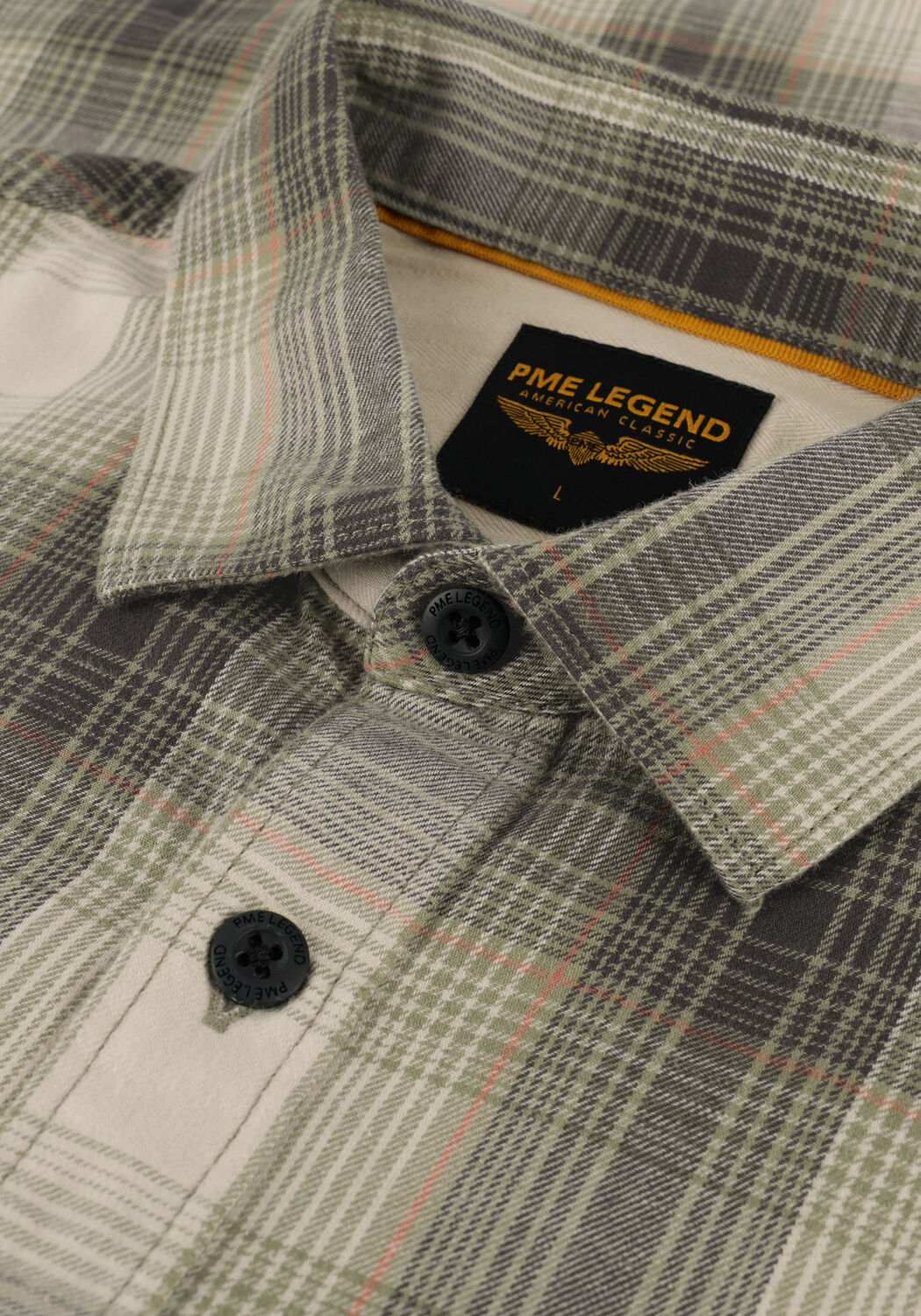 Olive PME LEGEND Casual-Oberhemd LONG SLEEVE SHIRT CTN YD TWILL CHECK - large