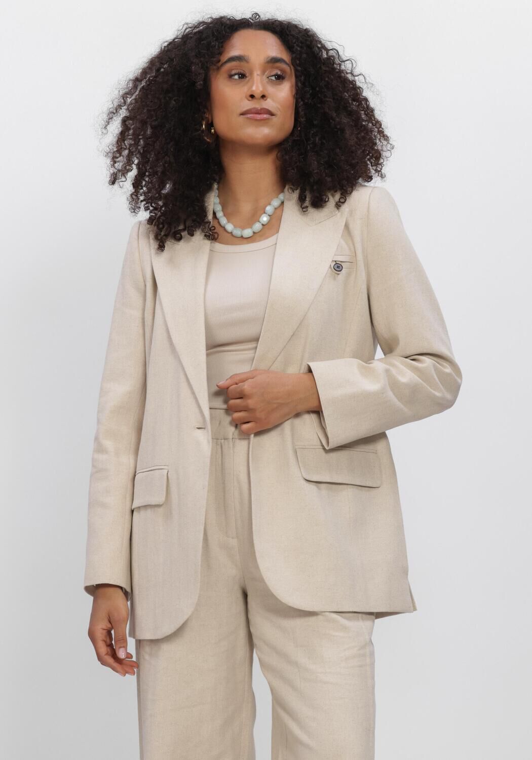 Beige CO'COUTURE Blazers LEENACC LINEN FITTED BLAZER - large