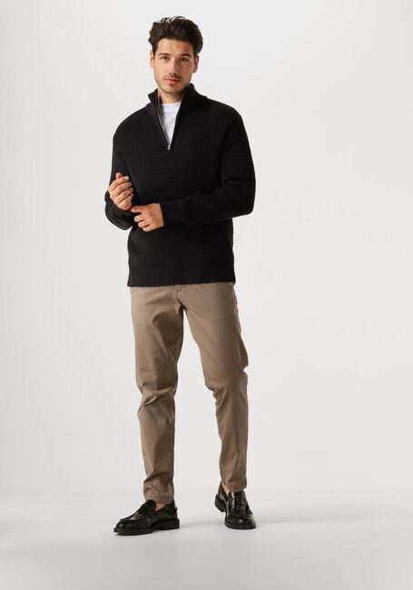 Schwarze SELECTED HOMME Pullover SLHTHEO LS KNIT STRUCTURE HALF ZIP - large
