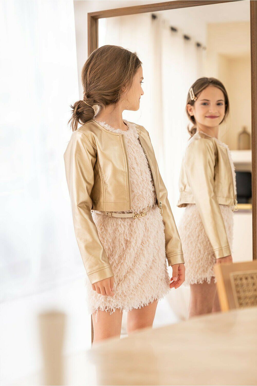 Goldfarbene LIKE FLO Jack IMI LEATHER JACKET NO COLLAR - large