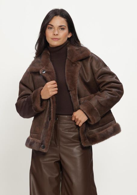 Braune STUDIO AR Fake-Fur-Jack FAJE FAUX MINK - large