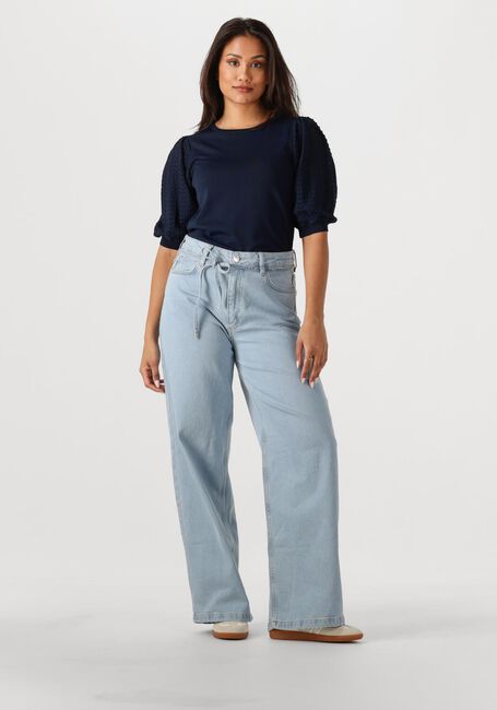 Blaue JANSEN AMSTERDAM Top TANDA TOP K 136 SHORT PUFFED SLEEVE - large