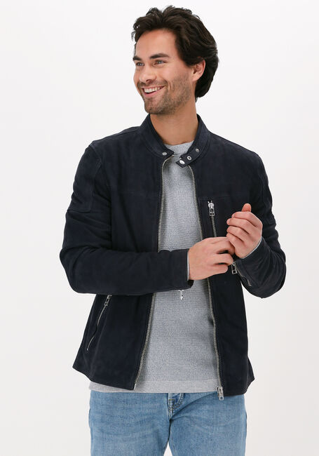 Dunkelblau GOOSECRAFT Lederjack GALLION BIKER - large