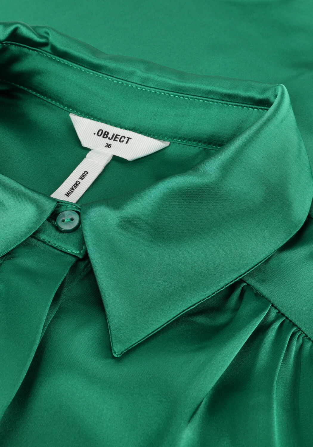 Gr&uuml;ne OBJECT Blusen OBJSATEEN L/S SHIRT - large