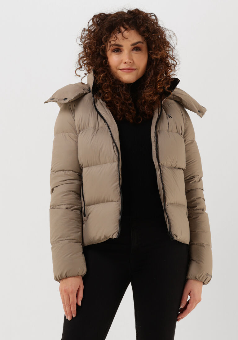 taupe calvin klein wattierte jack ck mw down short puffer