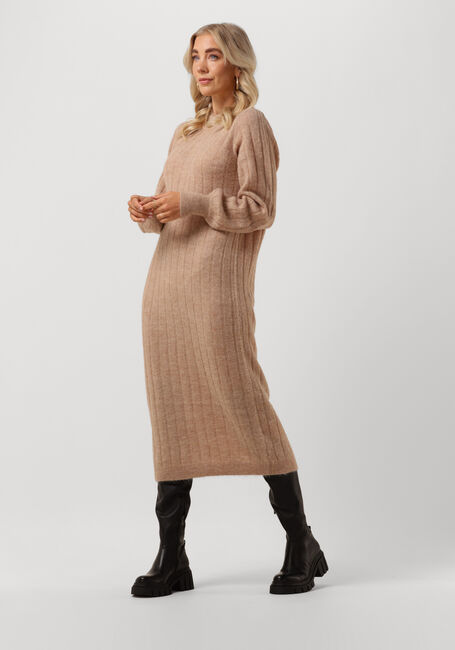 Taupe SELECTED FEMME Midikleid GLOWIE LS KNIT O-NECK DRESS - large