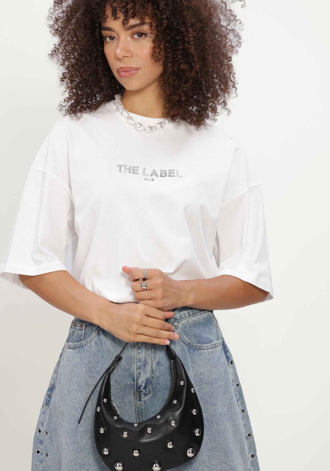 Wei&szlig;e ALIX THE LABEL T-shirt LADIES KNITTED THE LABEL T-SHIRT - large