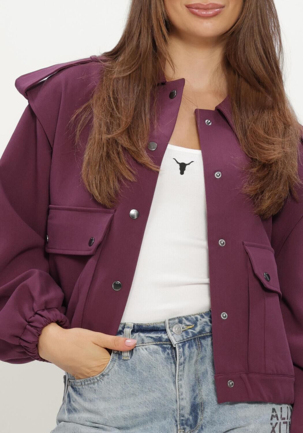 Bordeaux ALIX THE LABEL Jacken LADIES WOVEN POCKETS JACKET - large