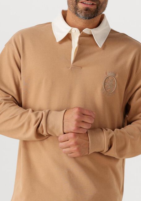 Camelfarbene TOMMY HILFIGER Polo-Shirt PEACHED CREST SOLID RUGBY - large