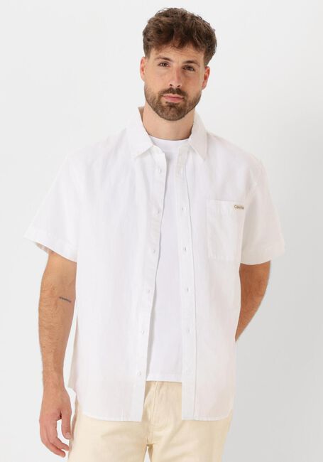 Weiße CALVIN KLEIN Casual-Oberhemd LINEN COTTON S/S SHIRT - large
