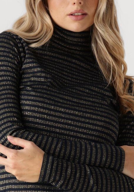 Blaue SUMMUM Langarmshirts TURTLE NECK TOP LUREX RIB STRIPE - large