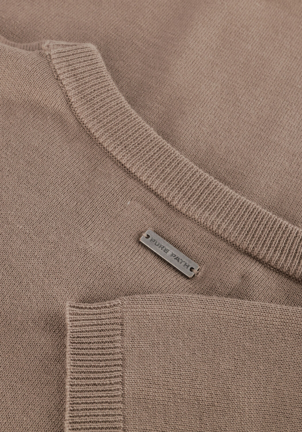 Taupe PURE PATH T-shirt KNITTED SHORTSLEEVE WITH CHEST PRINT - large