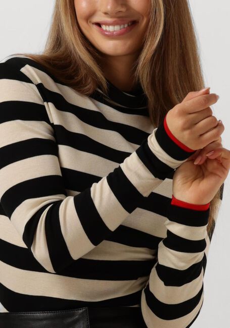 Schwarze SUMMUM Tops & T-shirts TURTLE NECK TOP SHEER JERSEY STRIPE - large