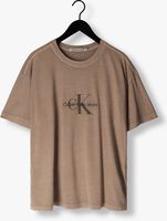 Braune CALVIN KLEIN T-shirt MONOLOGO MINERAL DYE TEE