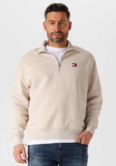 Beige TOMMY JEANS Sweatshirt TJM RLX BADGE 1/4 ZIP - large
