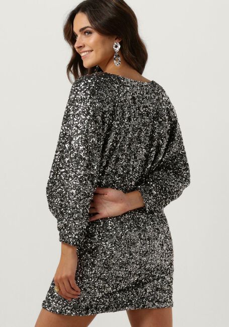Silberne ACCESS Minikleid SEQUIN MINI DRESS WITH V NECKLIN - large