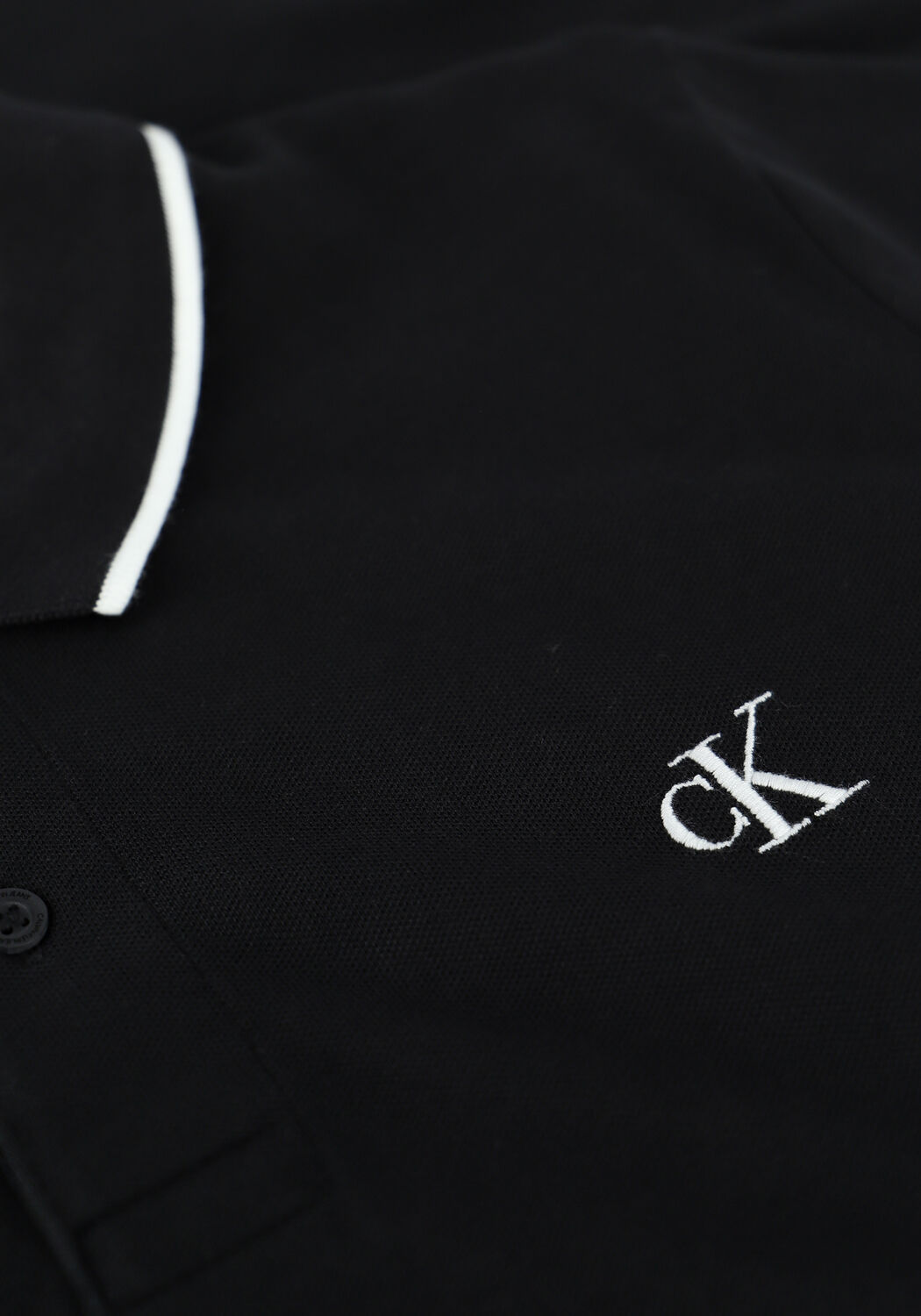 Schwarze CALVIN KLEIN Polo-Shirt TIPPING SLIM POLO - large